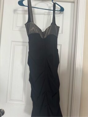 Nicole Miller Black Slip Dress with Metallic Silver Bust